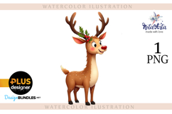 New Year&#039;s Christmas deer watercolor Product Image 1