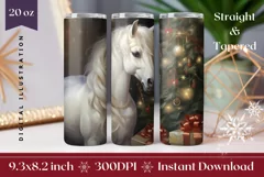 Christmas Tumbler Wrap Design, Christmas Horse Sublimation Product Image 1