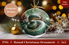 Christmas Ornament Design, Wooden Snake Round Ornament Print Product Image 1