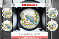 Car Coaster Chameleon Embroidery Product Image 1
