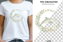 Dolphin Floral Wreath PNG | Ocean Animal Clipart | Coastal Product Image 2