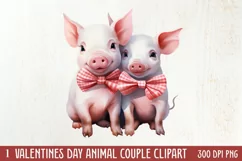 Valentines Day Animal Couple Clipart, Valentine Couple Product Image 1