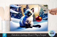 Siamese Kitten with Christmas Ornament Cutting Board PNG Product Image 1