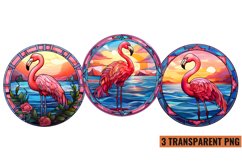 Stained Glass Flamingo Sublimation, Stained Glass Clipart Product Image 1