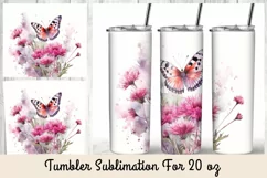 Pink Flowers 20 oz Skinny Tumbler Wrap Product Image 5