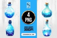 Magic Blue Potion Bottle Clipart Sublimation PNG Product Image 1
