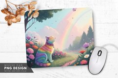 Dreamy Rainbow Cat Garden Mouse Pad PNG Design Product Image 1