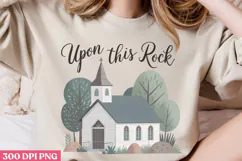 Upon this Rock PNG, Retro Church Sublimation PNG Product Image 2