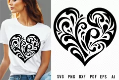 Floral Heart SVG Cut File, Wedding SVG, Love SVG Design Product Image 1