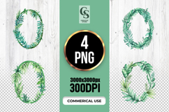 Green Leaf Frame Watercolor Clipart Sublimation PNG Product Image 1