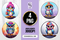 Winter Owl Clipart Sublimation PNG Product Image 1