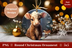 Christmas Ornament, Christmas Highland Cow Ornament PNG Product Image 1