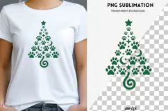 Paw print Christmas tree png design for T-shirts Product Image 1