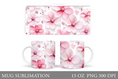 Flowers Mug Wrap Sublimation. Pink Flowers Mug Wrap Design Product Image 1