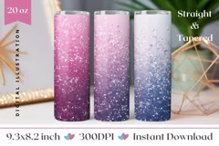 Glitter Tumbler Sublimation Design, Ombre Tumbler Template Product Image 1