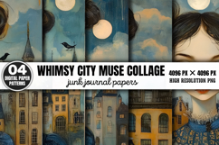 Whimsy City Muse Collage Journal Paper PNG Product Image 1
