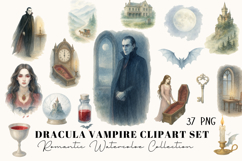Dracula Gothic Watercolor Clipart Bundle Romantic Vampire Product Image 1