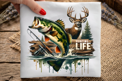 Hunting Life PNG, Bass Fishing and Deer Hunting Sublimation Product Image 1