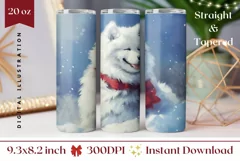 Winter Dog Tumbler Wrap, Christmas Sublimation Tumbler Product Image 1