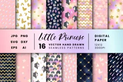 Little Princess Pink Backgrounds. Girl Gold Digital Papers Product Image 1