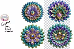 Medallion, Peacock, Ephemera, PNG, watercolor, Clipart Product Image 1