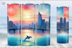 Dolphin Tumbler Sublimation, 20 oz Tumbler Wrap Product Image 4