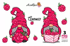 Watercolor family of gnomes with raspberries Product Image 1