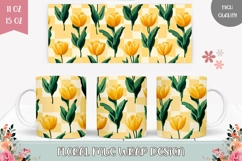 Yellow Tulips Mug Wrap Design, Yellow Flowers Mug Print Product Image 1