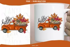 Hello Fall Orange Truck Png Digital Download for Sublimation Product Image 1