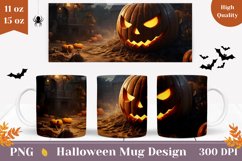 3D Halloween Mug Wrap Design, 3D Pumpkin Sublimation PNG Product Image 1