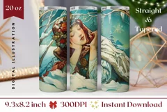 Christmas Girl Tumbler Template, Winter Forest Tumbler Wrap Product Image 1