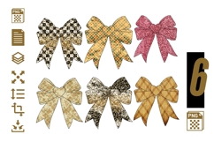 Plaid &amp; Glitter Bow Clipart Bundle Product Image 1