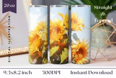 Sunflowers Field Sublimation, Sunflowers Tumbler Wrap Product Image 1