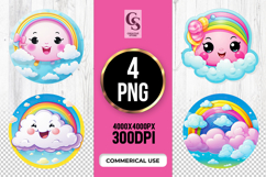 Cute Rainbow Cloud Clipart Sublimation PNG Product Image 1