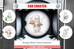 Grumpy Ghost Home Disasters Car Coaster Product Image 1