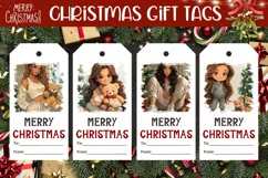 Winter Gift Tag, Cartoon Christmas Girl Gift Tag Designs Product Image 1