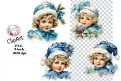 Christmas, Girls, Elements, Clipart, Ephemera, PNG Product Image 1
