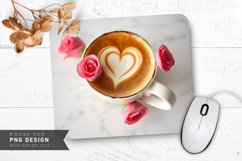 Coffee and Roses Love Mouse Pad PNG Design Product Image 1
