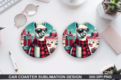 Llamas Car Coaster Sublimation| Christmas Coaster PNG Product Image 1