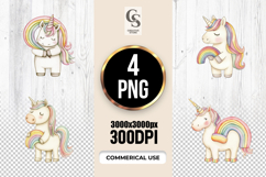 Watercolor Rainbow Unicorn Clipart Sublimation PNG Product Image 1