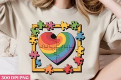 Heart Puzzle Design PNG, Autism Sublimation PNG Product Image 2