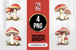 Watercolor Red Mushroom Clipart Sublimation PNG Product Image 1