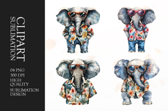 Watercolor elephant summer clipart sublimation png Product Image 1