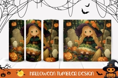 Kawaii Halloween Witch Tumbler, Fall Pumpkins Tumbler Product Image 1