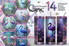 Flamingo | 14 straight skinny tumbler Sublimation designs Product Image 1