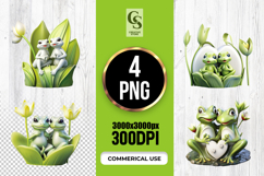 Cute Frog Couple Nature Illustration Clipart Sublimation PNG Product Image 1