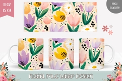 Cartoon Tulips Mug Wrap, Spring Mug, Flowers Mug Template Product Image 1