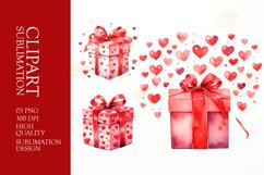 Valentines Day watercolor gift box Clipart Product Image 1