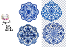 Blue Toile, Ephemera, PNG, Clipart, Junk Journal, flowers Product Image 1