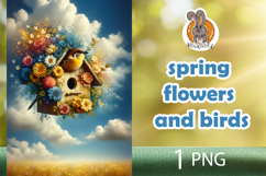 spring flowers, bird, birdhouse Product Image 1
